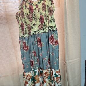 Floral Maxi Dress with Mixed Pattern